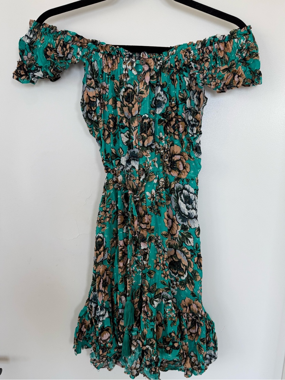 Skylar + Madison Teal One-Shoulder Floral Dress